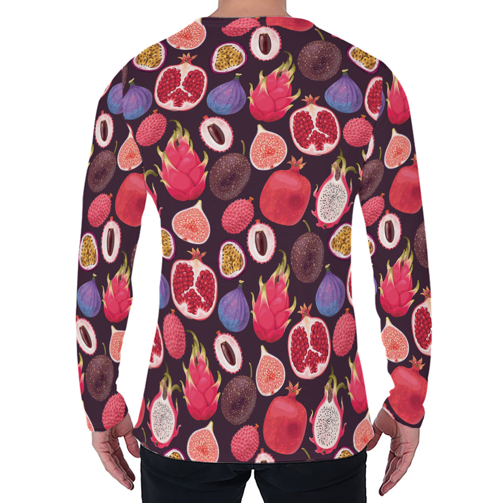 Tropical Summer Fruits Pattern Print Men's Long Sleeve T-Shirt
