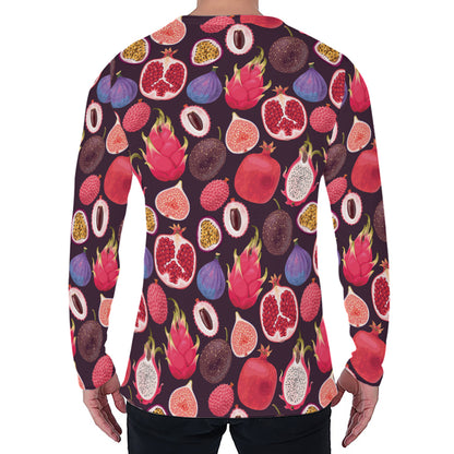 Tropical Summer Fruits Pattern Print Men's Long Sleeve T-Shirt