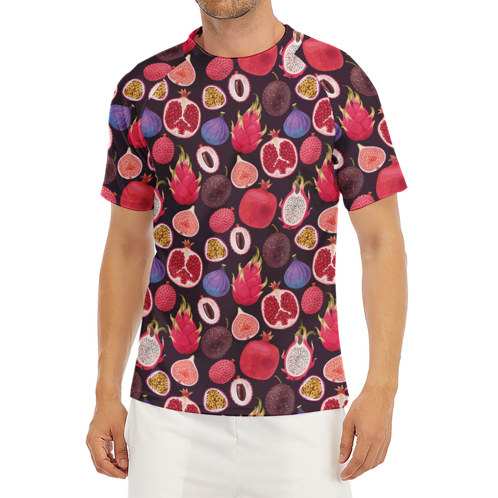 Tropical Summer Fruits Pattern Print Men's Short Sleeve Rash Guard