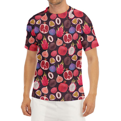 Tropical Summer Fruits Pattern Print Men's Short Sleeve Rash Guard