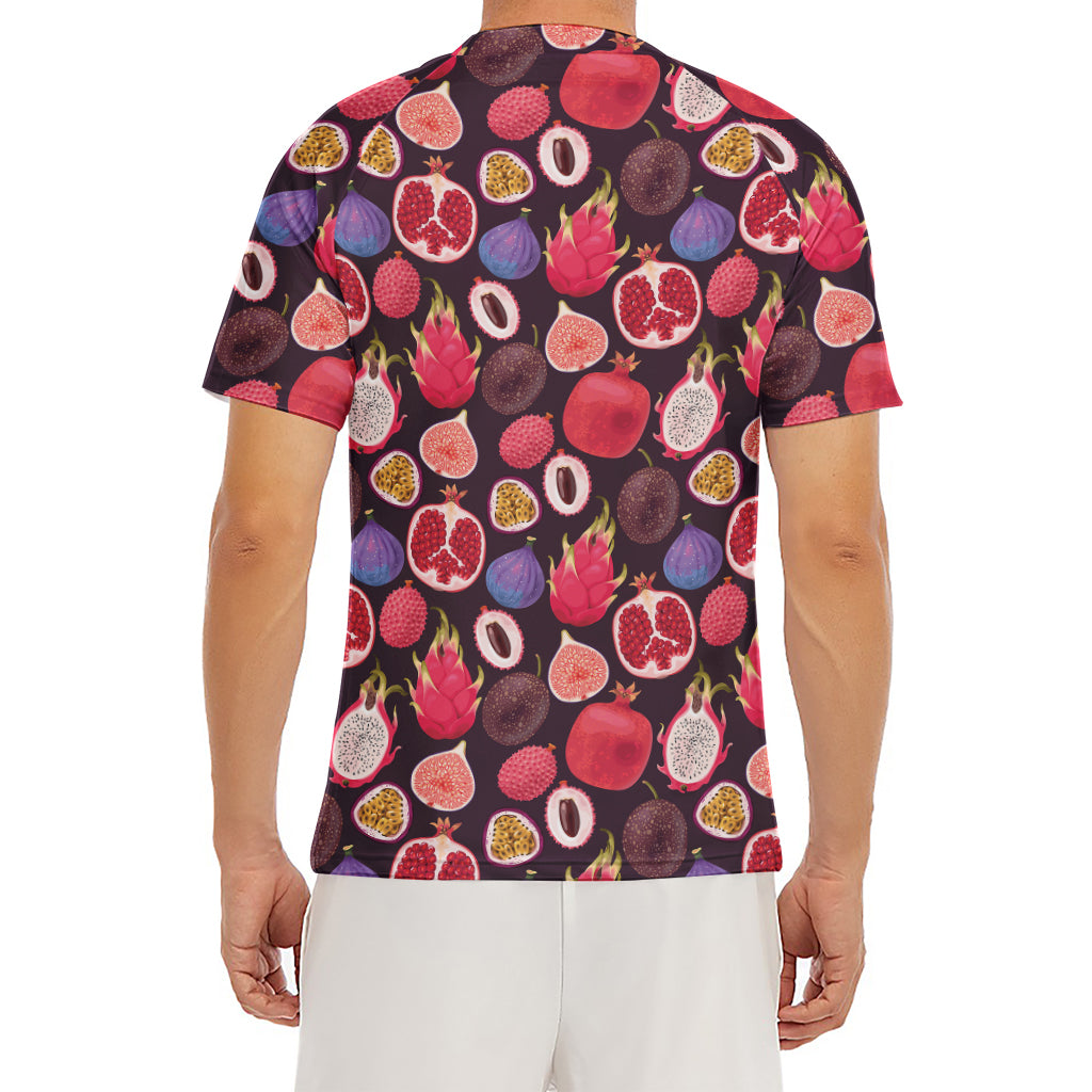 Tropical Summer Fruits Pattern Print Men's Short Sleeve Rash Guard