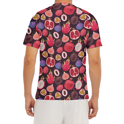 Tropical Summer Fruits Pattern Print Men's Short Sleeve Rash Guard
