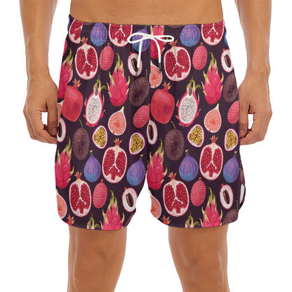 Tropical Summer Fruits Pattern Print Men's Split Running Shorts
