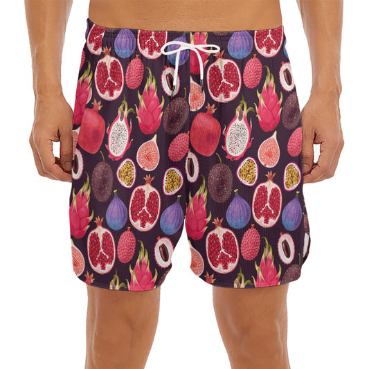 Tropical Summer Fruits Pattern Print Men's Split Running Shorts