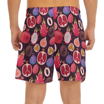 Tropical Summer Fruits Pattern Print Men's Split Running Shorts