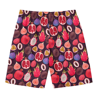 Tropical Summer Fruits Pattern Print Men's Swim Trunks