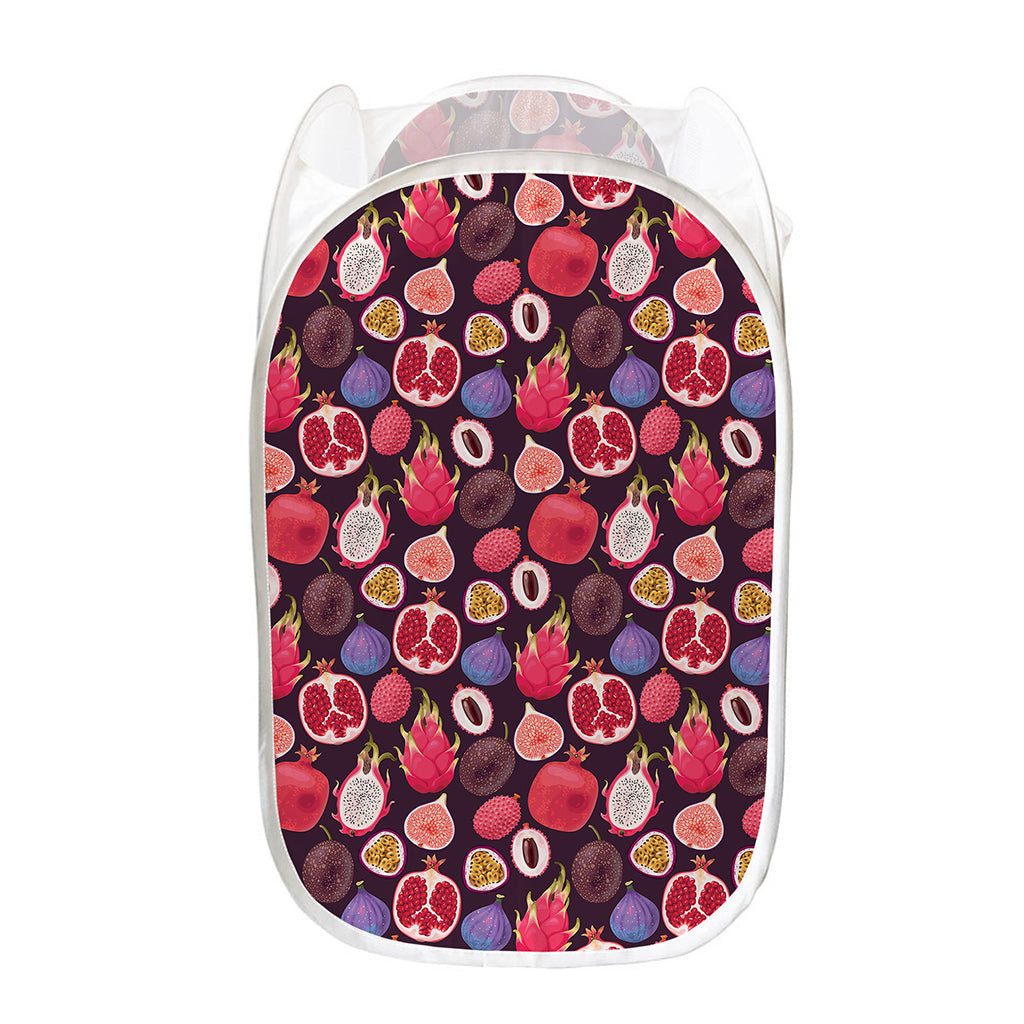 Tropical Summer Fruits Pattern Print Mesh Laundry Hamper