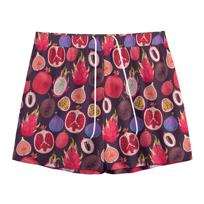 Tropical Summer Fruits Pattern Print Mesh Shorts