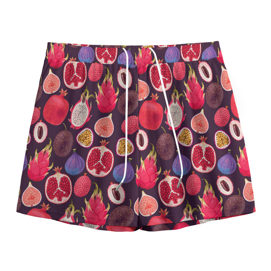 Tropical Summer Fruits Pattern Print Mesh Shorts