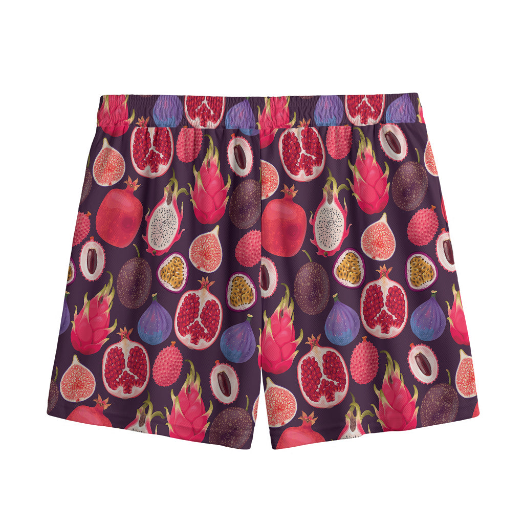 Tropical Summer Fruits Pattern Print Mesh Shorts