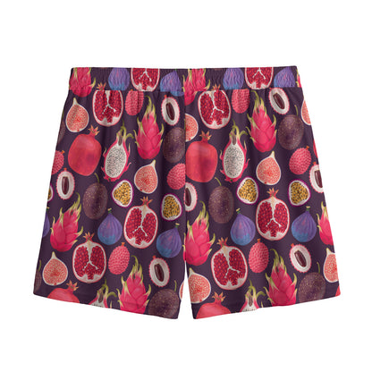 Tropical Summer Fruits Pattern Print Mesh Shorts
