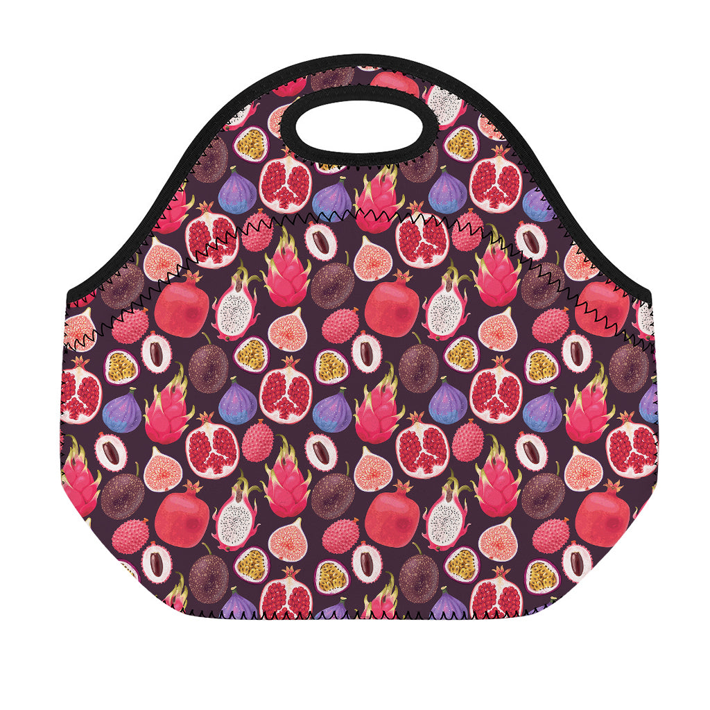 Tropical Summer Fruits Pattern Print Neoprene Lunch Bag