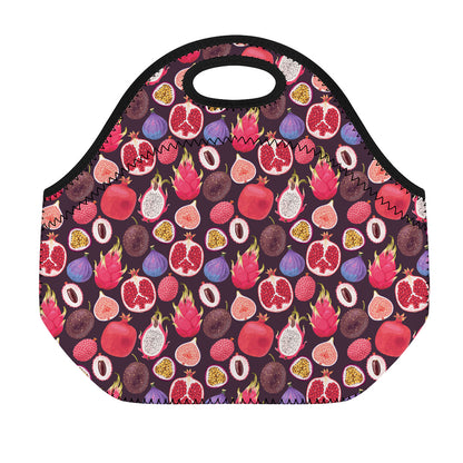 Tropical Summer Fruits Pattern Print Neoprene Lunch Bag