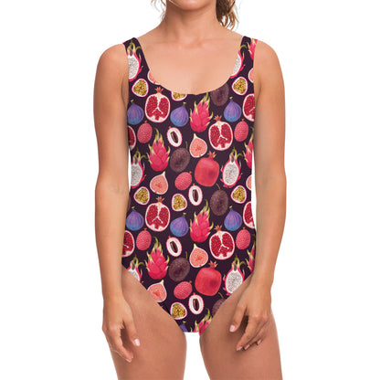 Tropical Summer Fruits Pattern Print One Piece Swimsuit