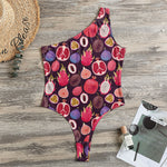 Tropical Summer Fruits Pattern Print One Shoulder Bodysuit