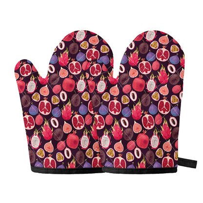 Tropical Summer Fruits Pattern Print Oven Mitts