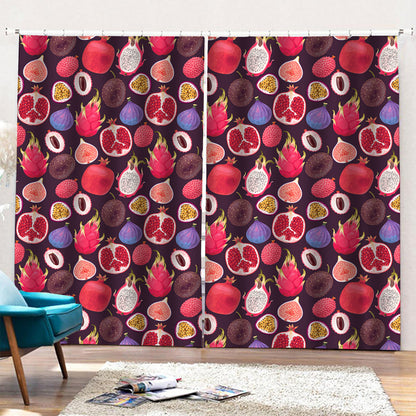 Tropical Summer Fruits Pattern Print Pencil Pleat Curtains