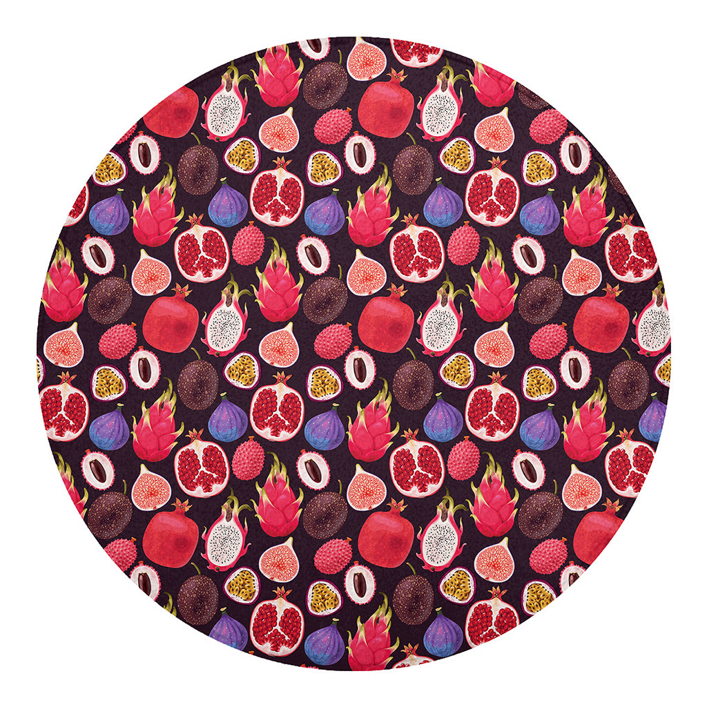 Tropical Summer Fruits Pattern Print Round Blanket