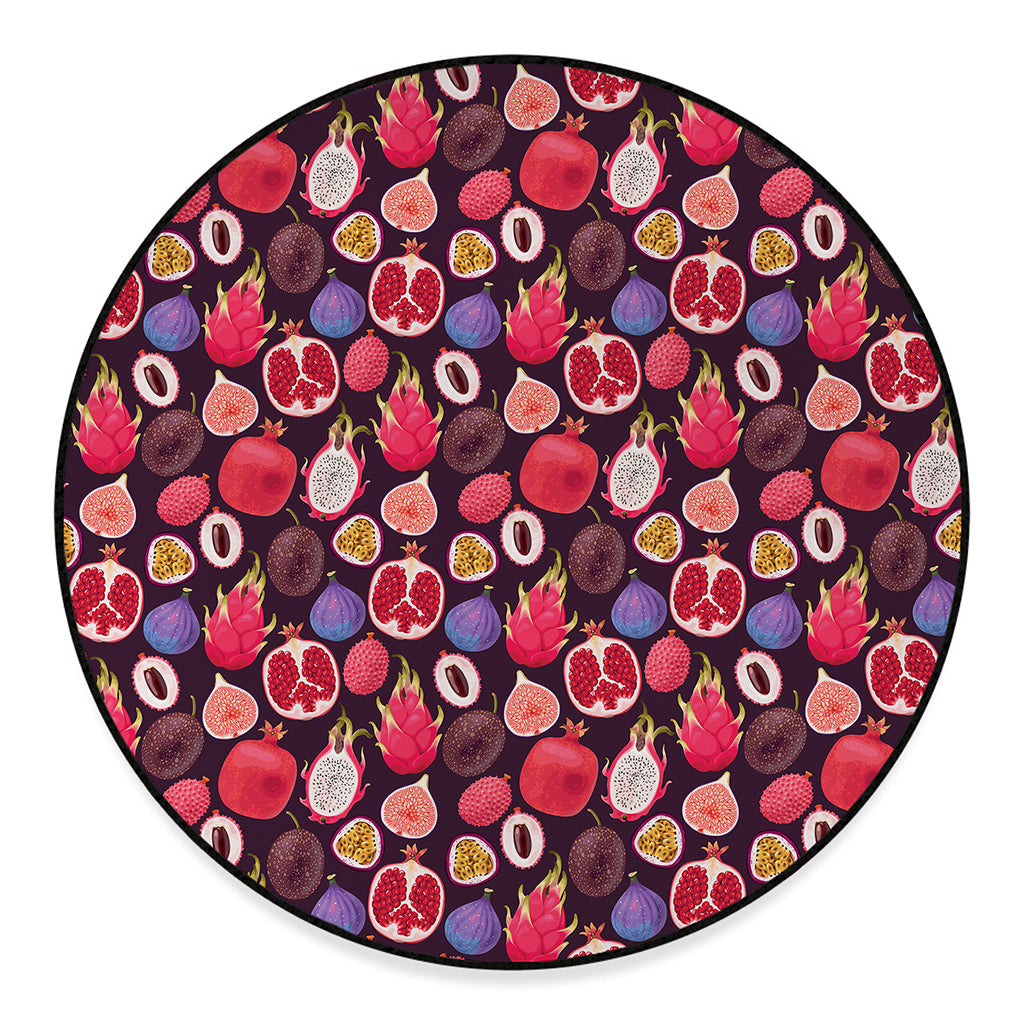 Tropical Summer Fruits Pattern Print Round Floor Mat