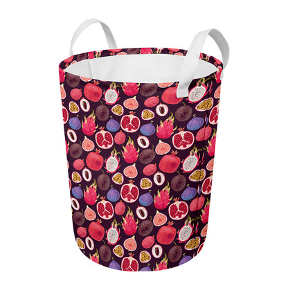 Tropical Summer Fruits Pattern Print Round Laundry Basket