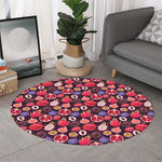 Tropical Summer Fruits Pattern Print Round Rug