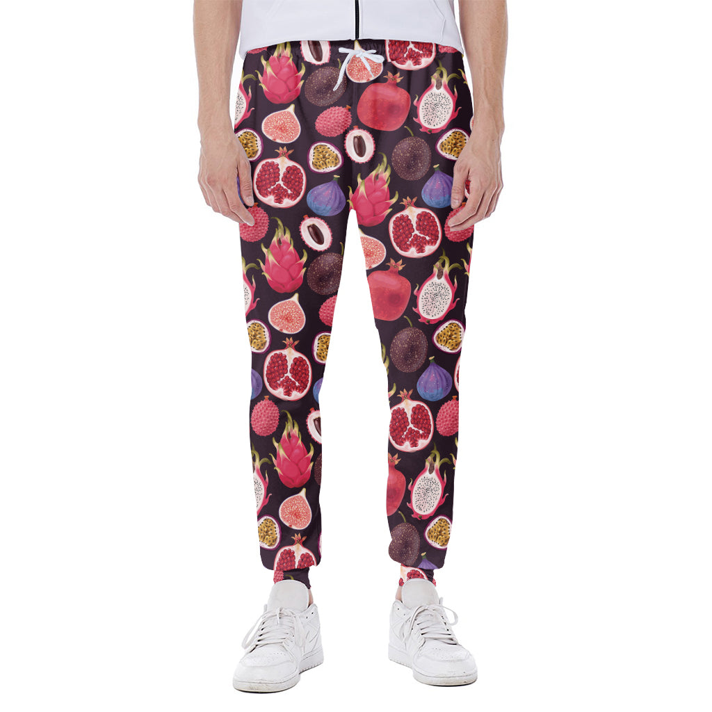 Tropical Summer Fruits Pattern Print Scuba Joggers