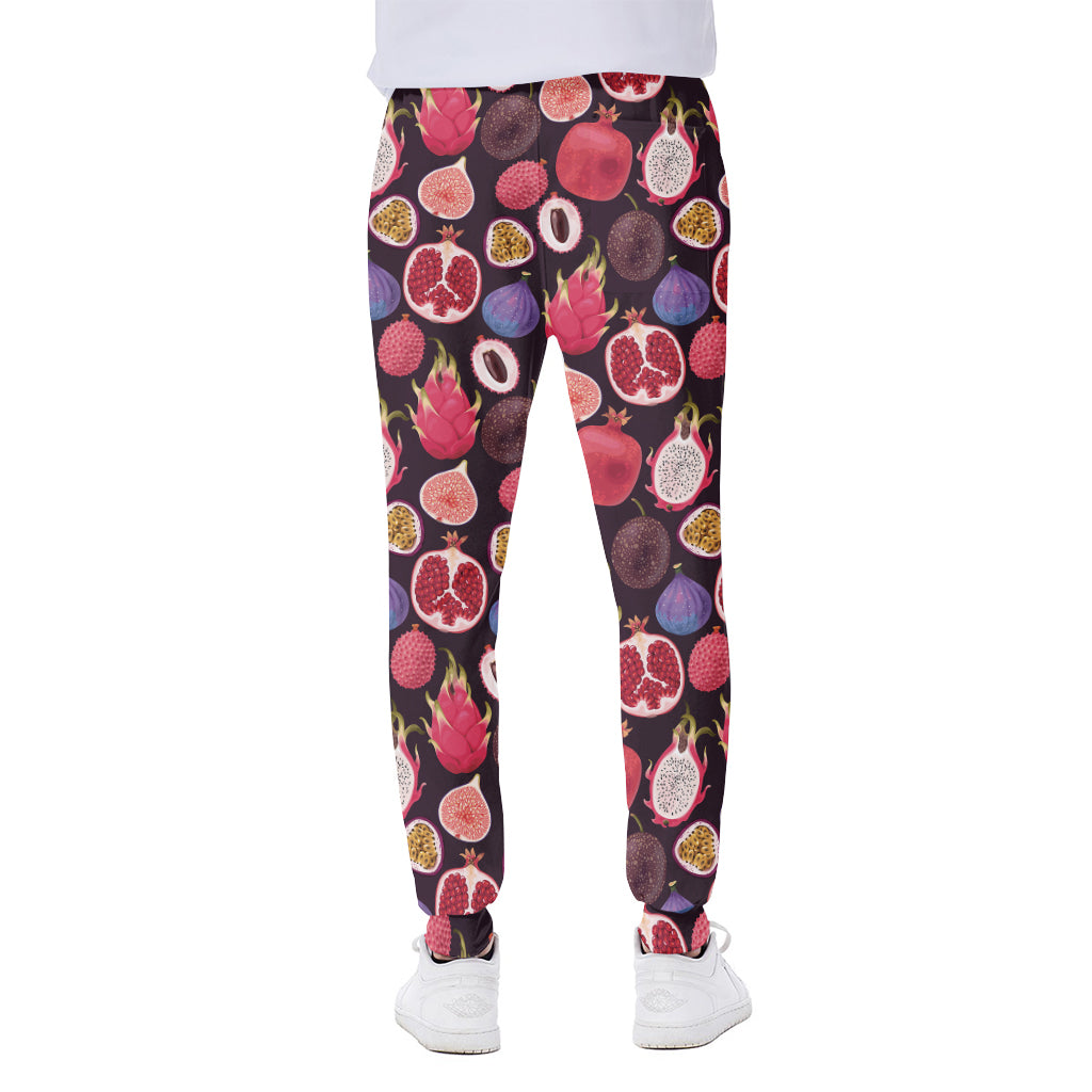 Tropical Summer Fruits Pattern Print Scuba Joggers