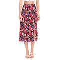 Tropical Summer Fruits Pattern Print Side Slit Midi Skirt