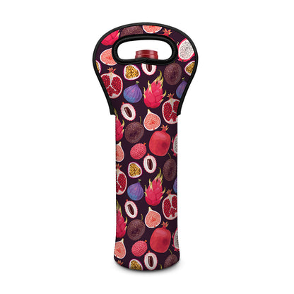 Tropical Summer Fruits Pattern Print Single Neoprene Wine Tote