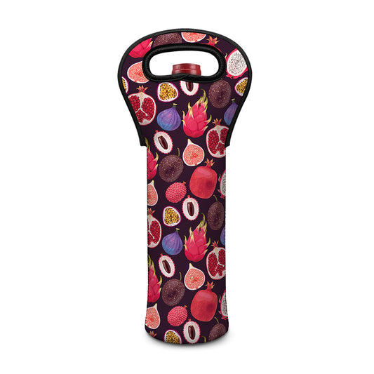 Tropical Summer Fruits Pattern Print Single Neoprene Wine Tote
