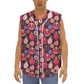 Tropical Summer Fruits Pattern Print Sleeveless Baseball Jersey