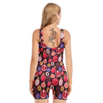 Tropical Summer Fruits Pattern Print Sleeveless One Piece Swimsuit