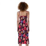 Tropical Summer Fruits Pattern Print Slim Fit Midi Cami Dress