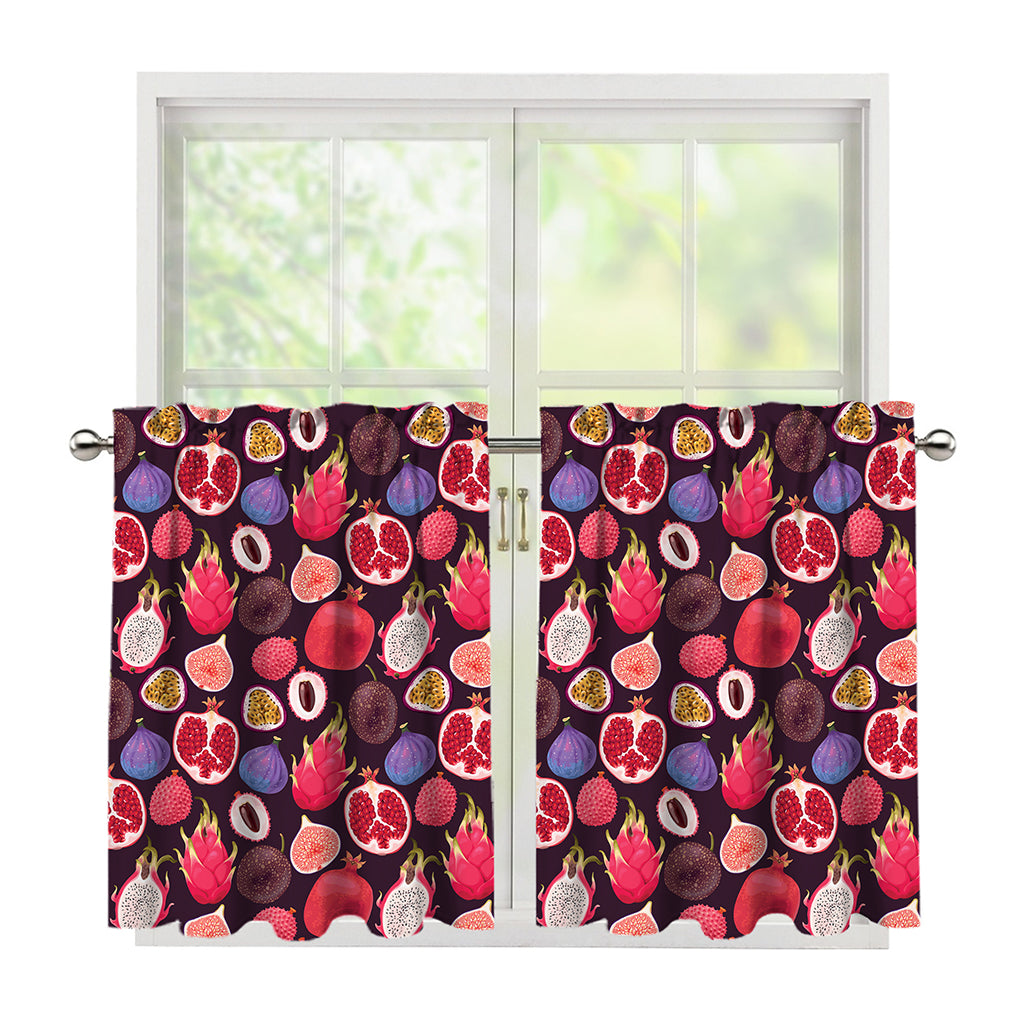 Tropical Summer Fruits Pattern Print Tier Curtains