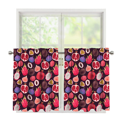 Tropical Summer Fruits Pattern Print Tier Curtains