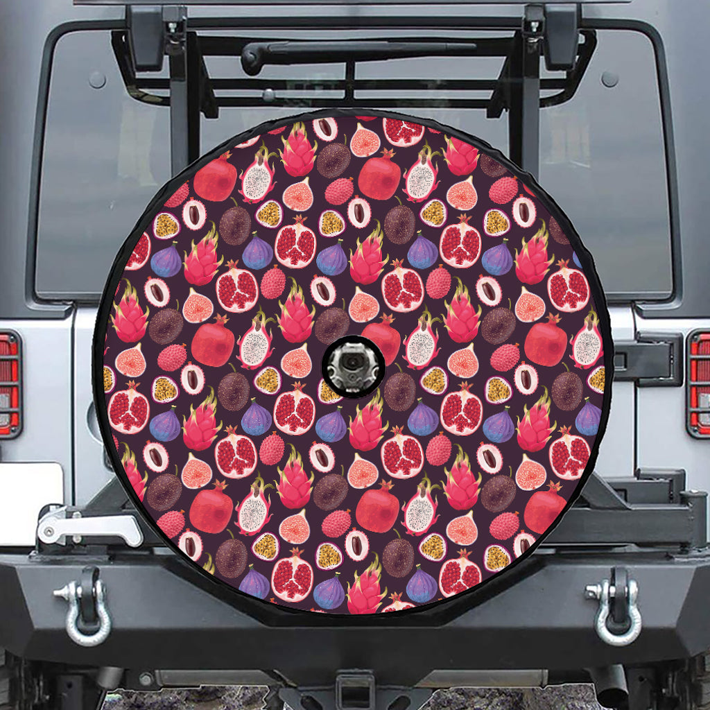 Tropical Summer Fruits Pattern Print Tire Cover With Camera Hole