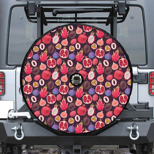 Tropical Summer Fruits Pattern Print Tire Cover With Camera Hole