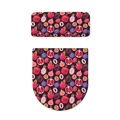 Tropical Summer Fruits Pattern Print Toilet Lid And Tank Cover Set