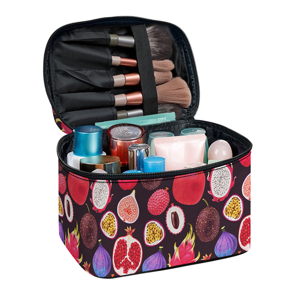 Tropical Summer Fruits Pattern Print Travel Makeup Bag