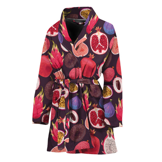 Tropical Summer Fruits Pattern Print Women's Bathrobe
