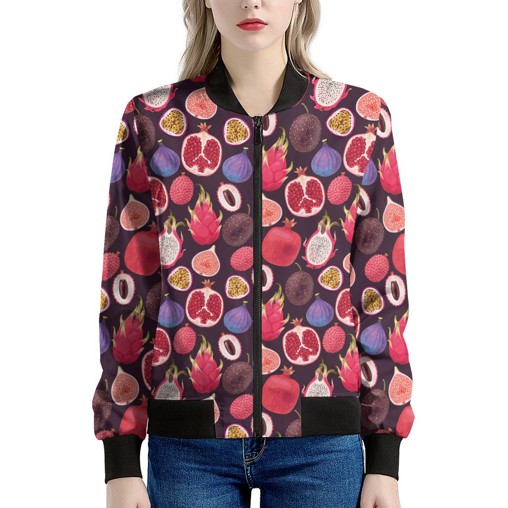 Tropical Summer Fruits Pattern Print Women's Bomber Jacket