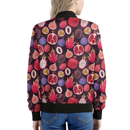 Tropical Summer Fruits Pattern Print Women's Bomber Jacket