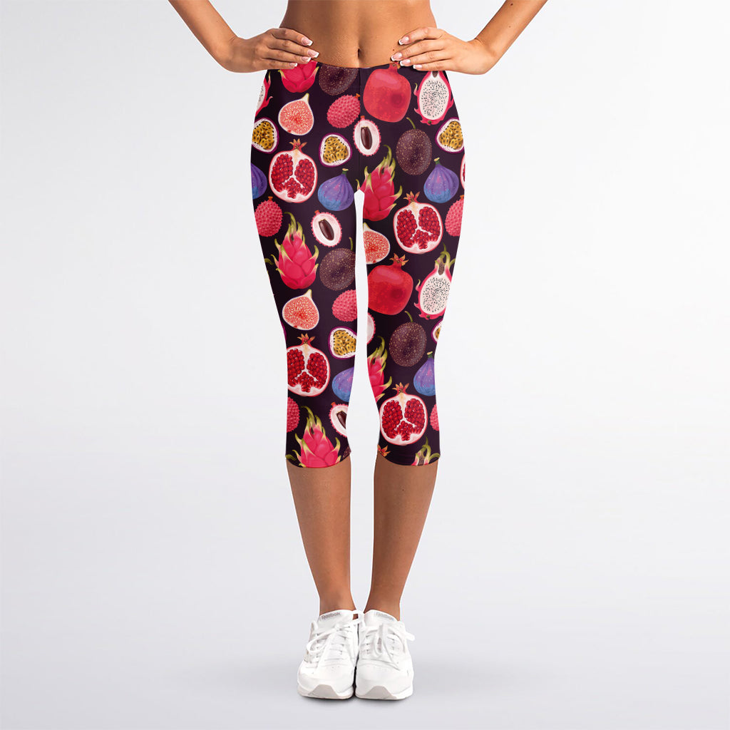 Tropical Summer Fruits Pattern Print Women's Capri Leggings