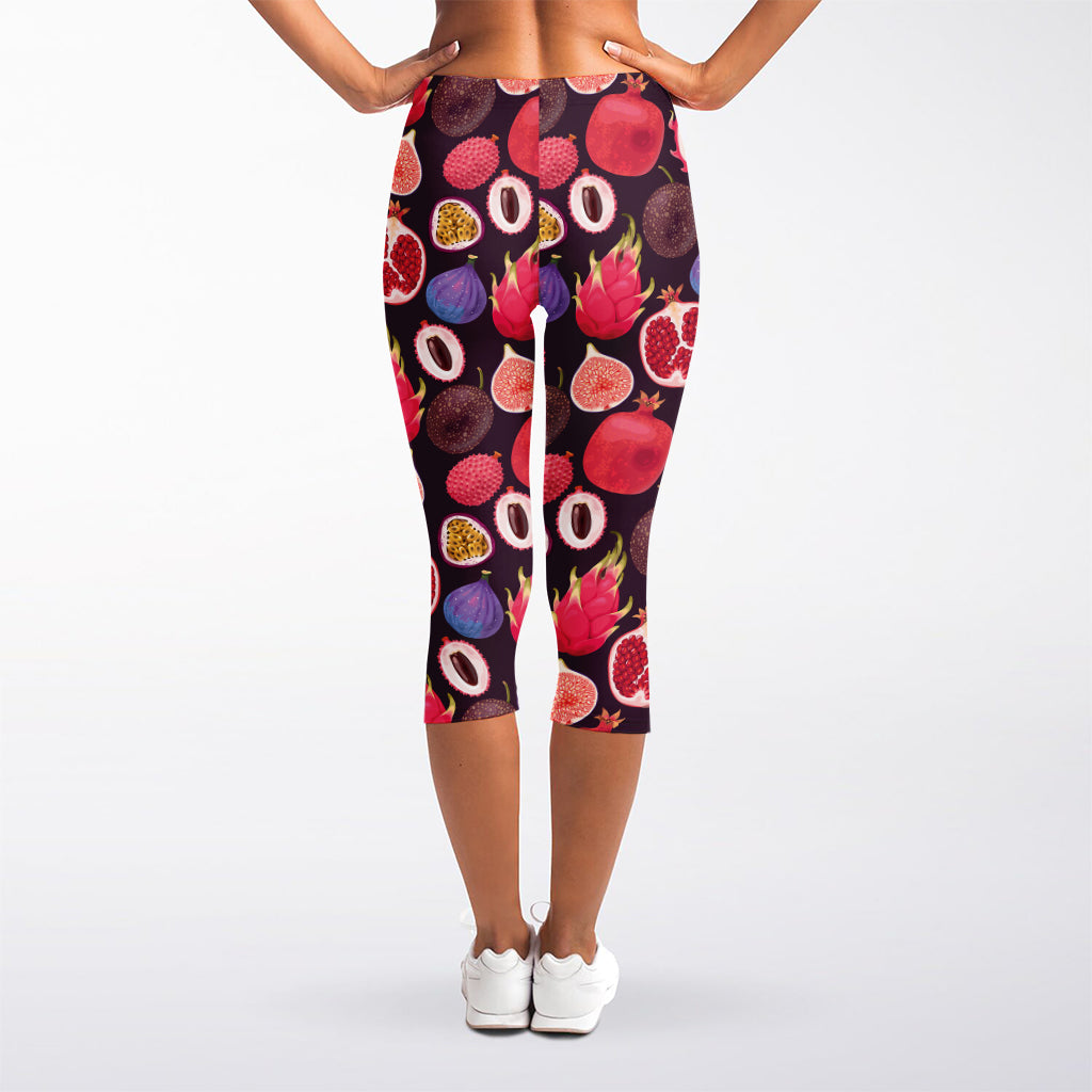 Tropical Summer Fruits Pattern Print Women's Capri Leggings