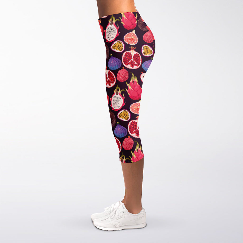 Tropical Summer Fruits Pattern Print Women's Capri Leggings