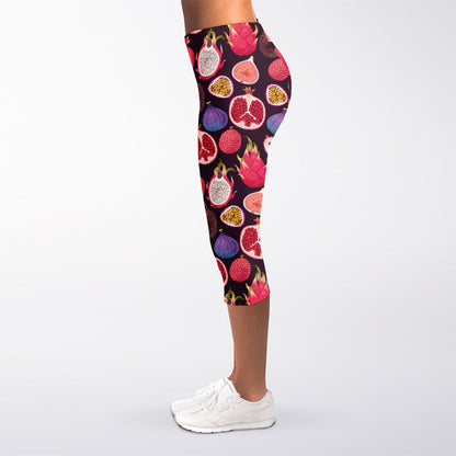 Tropical Summer Fruits Pattern Print Women's Capri Leggings