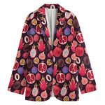 Tropical Summer Fruits Pattern Print Women's Cotton Blazer