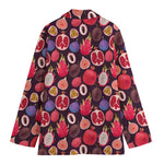 Tropical Summer Fruits Pattern Print Women's Cotton Blazer