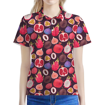 Tropical Summer Fruits Pattern Print Women's Polo Shirt