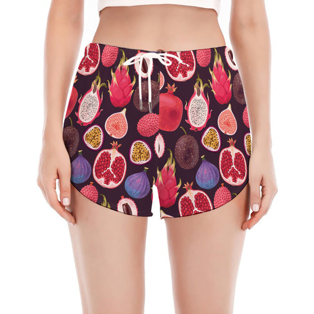 Tropical Summer Fruits Pattern Print Women's Split Running Shorts